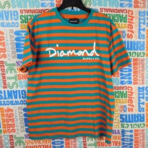 Diamond Supply Co Striped T Shirt Size XL Logo Teal Orange Miami Dolphins